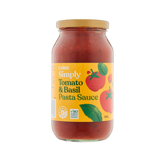 Coles Pasta Sauce Simply Tomato & Basil 510g