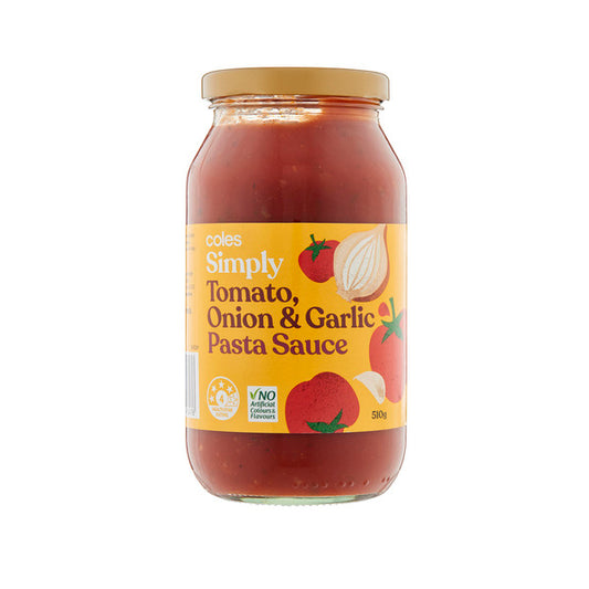 Coles Pasta Sauce Simply Tomato, Onion & Garlic 510g