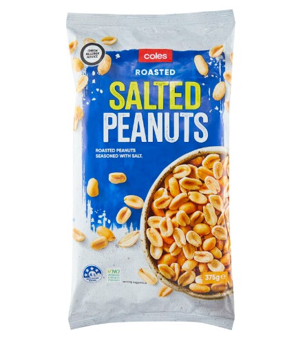 Coles Nuts Peanuts Roasted Salted 375g