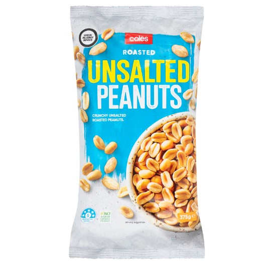 Coles Nuts Peanuts Roasted Unsalted 375g