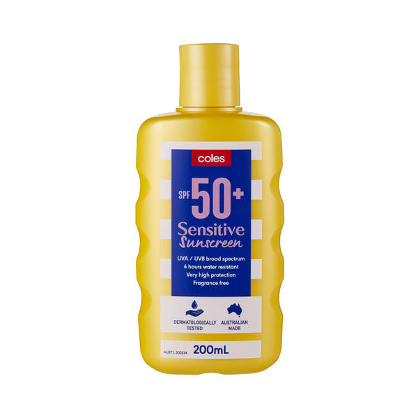 Coles Sensitive SPF50+ Sunscreen 200ml