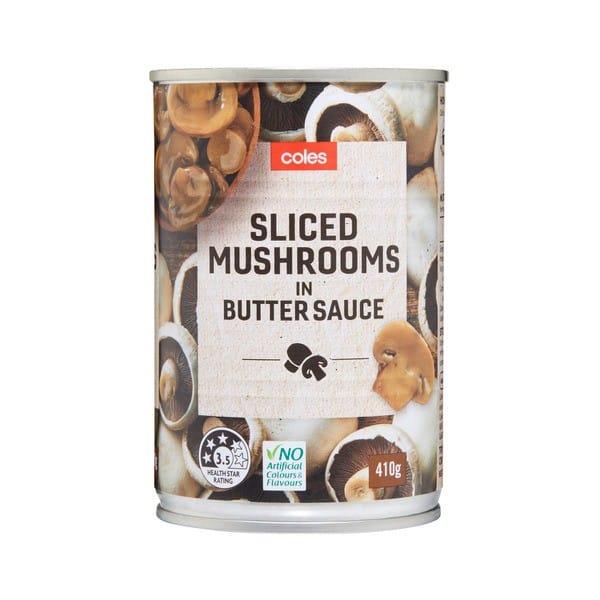 Coles Sliced Mushrooms In Butter Sauce 410g