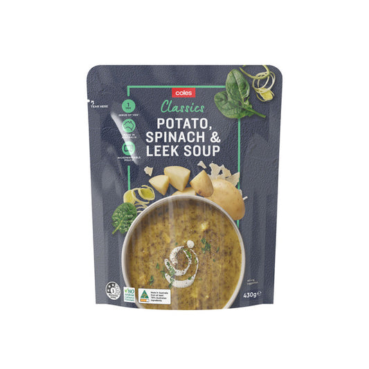 Coles Soup Pouch Potato, Spinach & Leek 430g - do not reorder