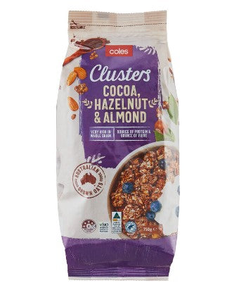 Coles Cereal Clusters Cocoa, Hazelnut & Almond 750g