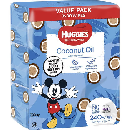 Huggies Thick Baby Wipes Coconut Oil 80pk