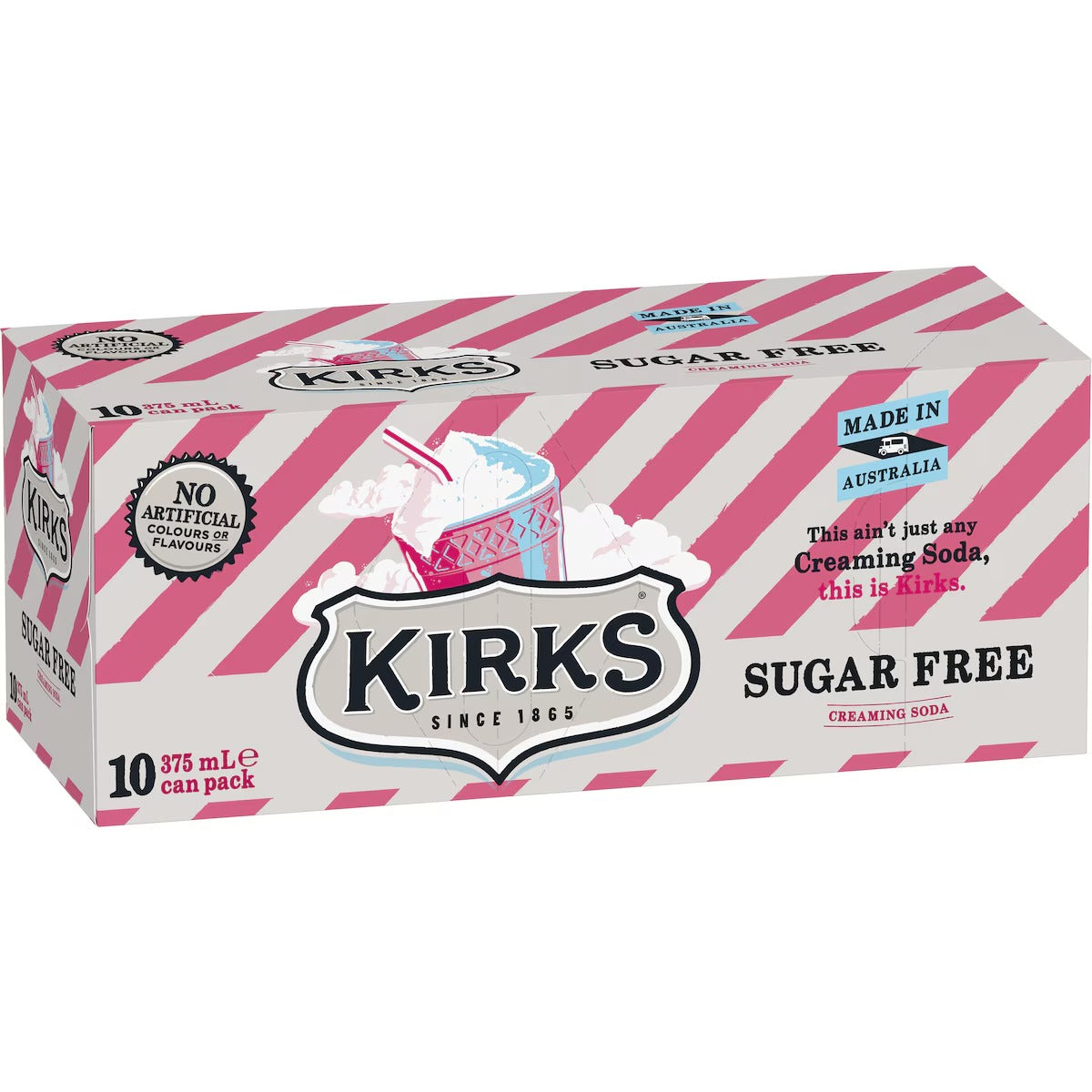 Kirks (10pk) Creaming Soda Sugar Free 375ml