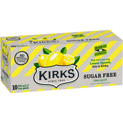 Kirks (10pk) Lemon Squash Sugar Free 375ml