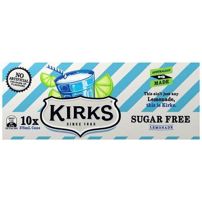 Kirks (10pk) Lemonade Sugar Free 375ml