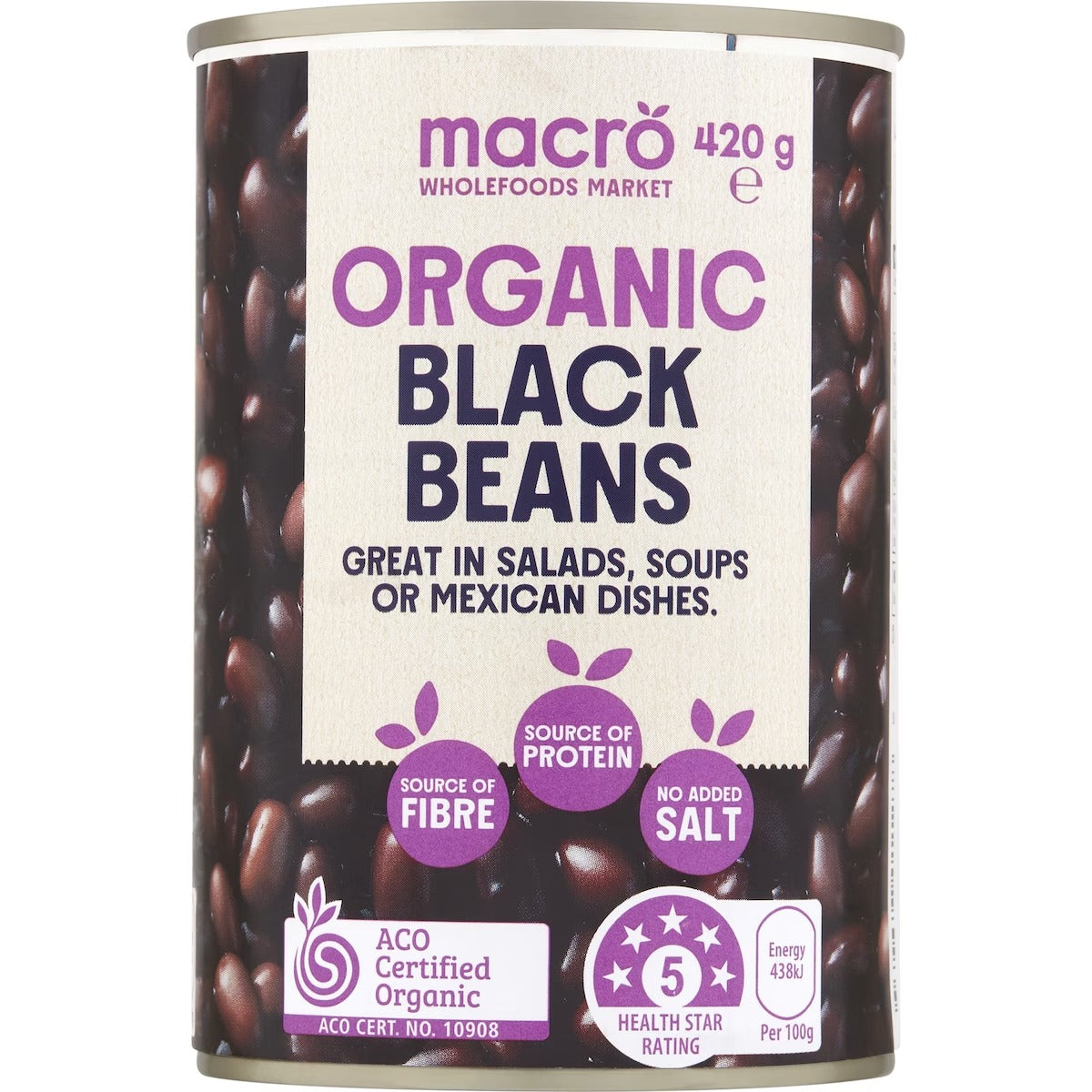 Macro Black Beans Organic 420g