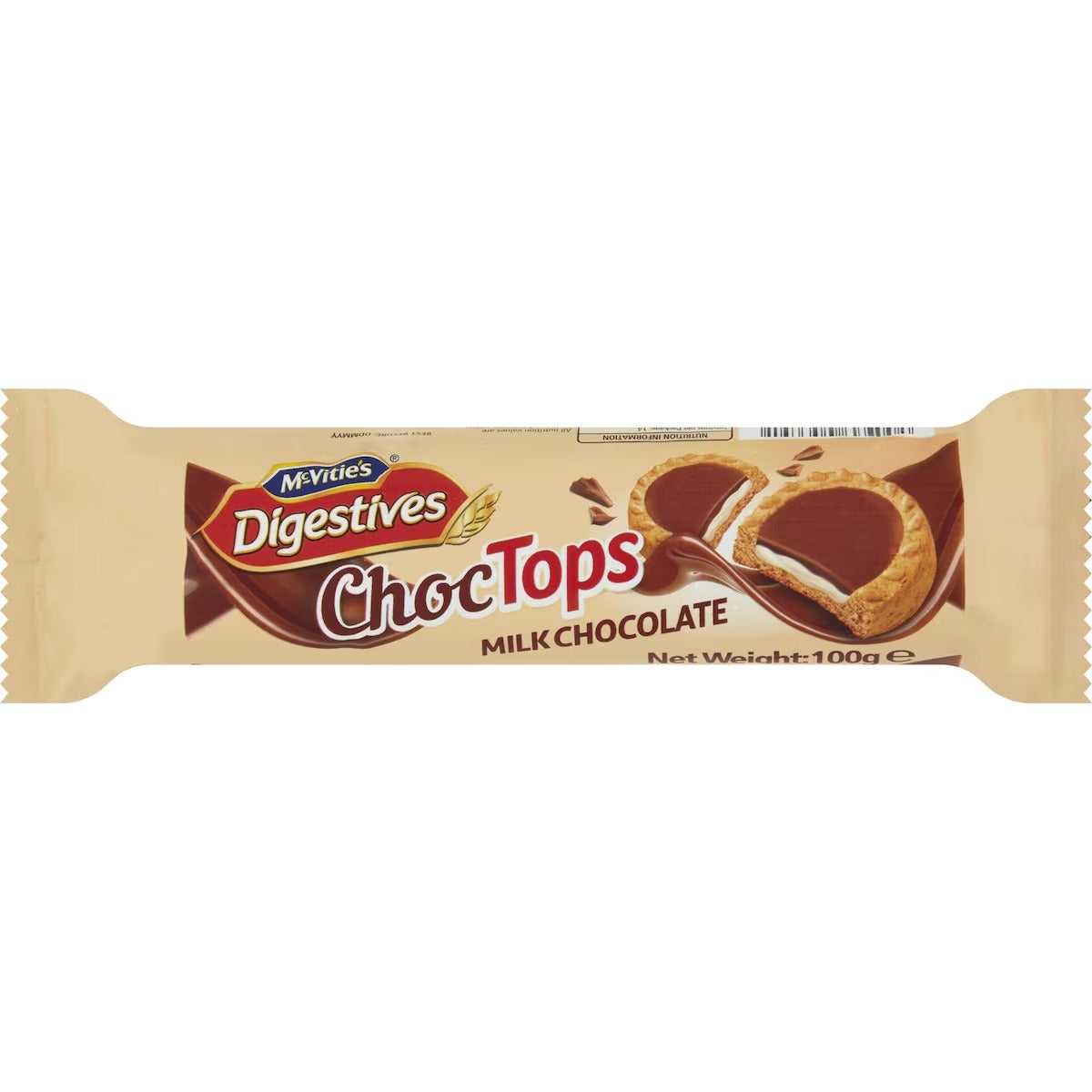 McVitie's Digestives Tops ChocTops Milk Chocolate 100g