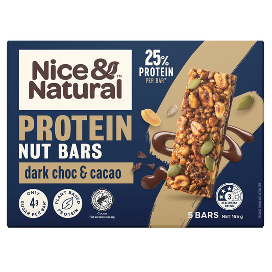 Nice & Natural Protein Nut Bars Dark Choc & Cacao 5 Pack 165g