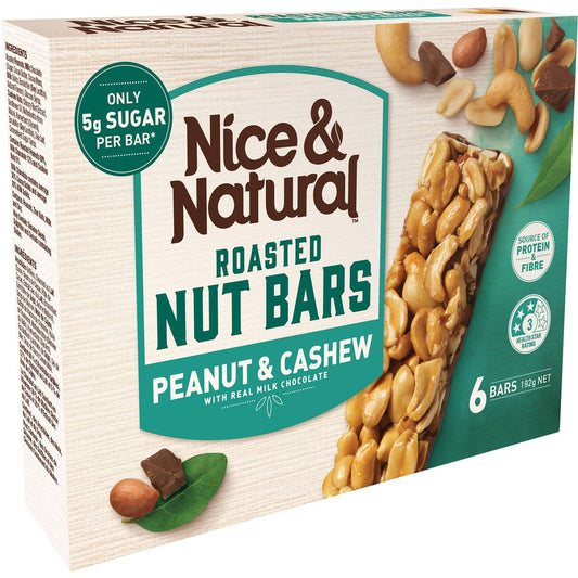 Nice & Natural Nut Bars Peanut & Cashew (6pk) 192g