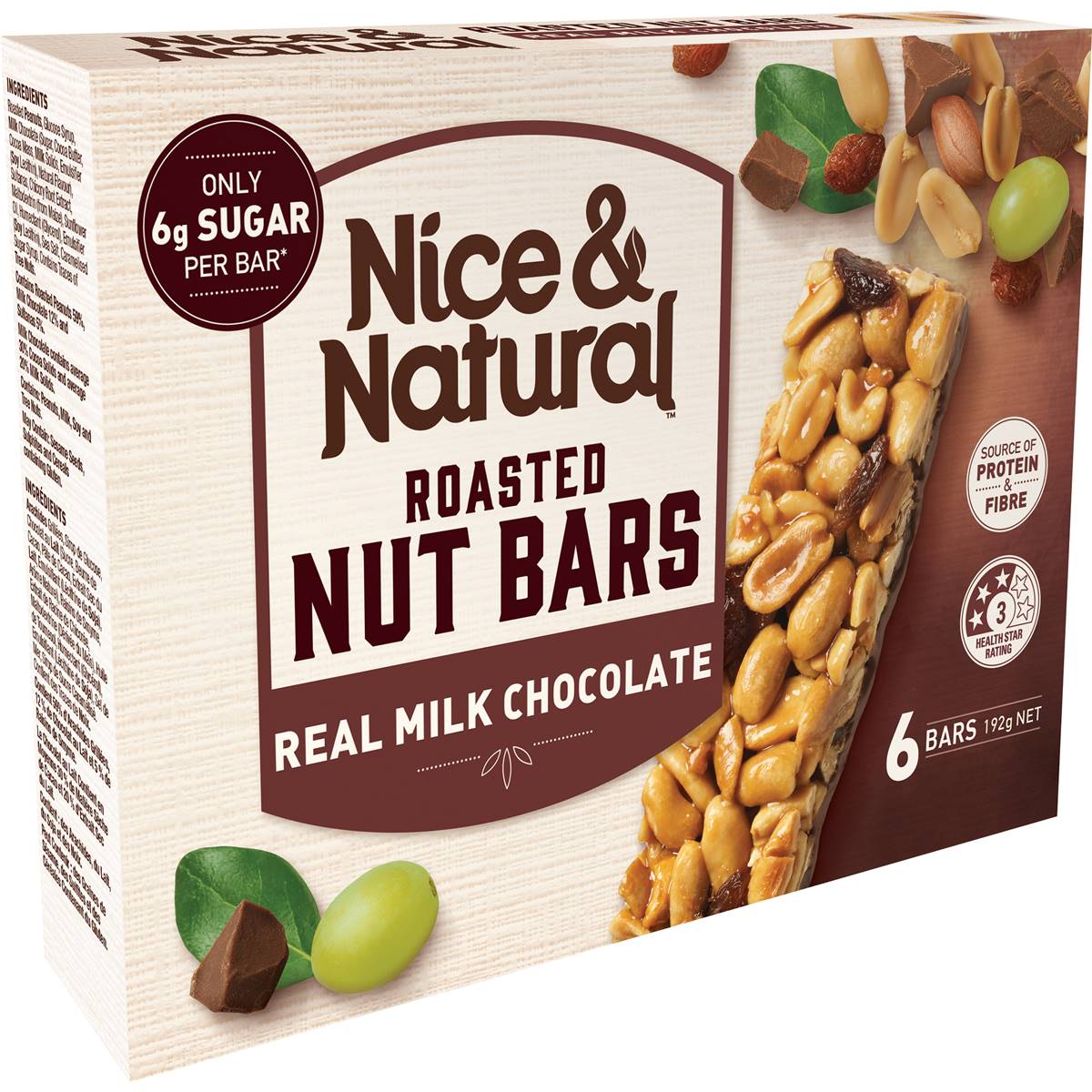 Nice & Natural Nut Bars Real Milk Chocolate (6pk) 192g