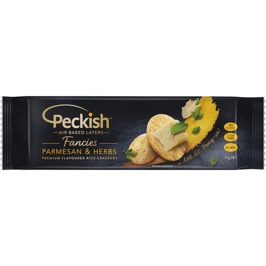 Peckish Rice Crackers Fancies Parmesan & Herbs 90g