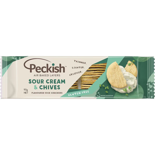 Peckish Rice Crackers Sour Cream & Chives 90g