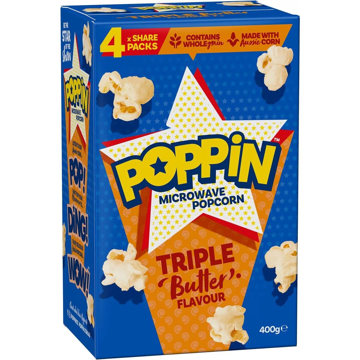 Poppin Microwave Popcorn Triple Butter 100g (4pk)