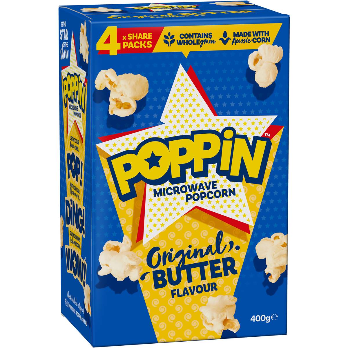 Poppin Microwave Popcorn Original Butter 100g (4pk)