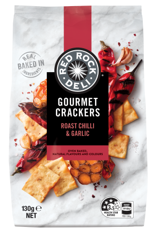 Red Rock Deli Crackers Roasted Chilli & Garlic 130g