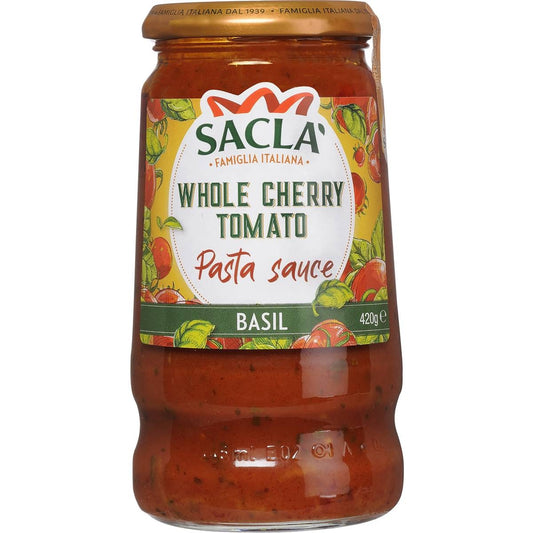 Sacla Whole Cherry Tomato Pasta Sauce Basil 420g