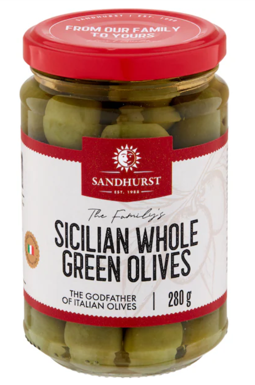 Sandhurst Olives Green Sicilian 280g