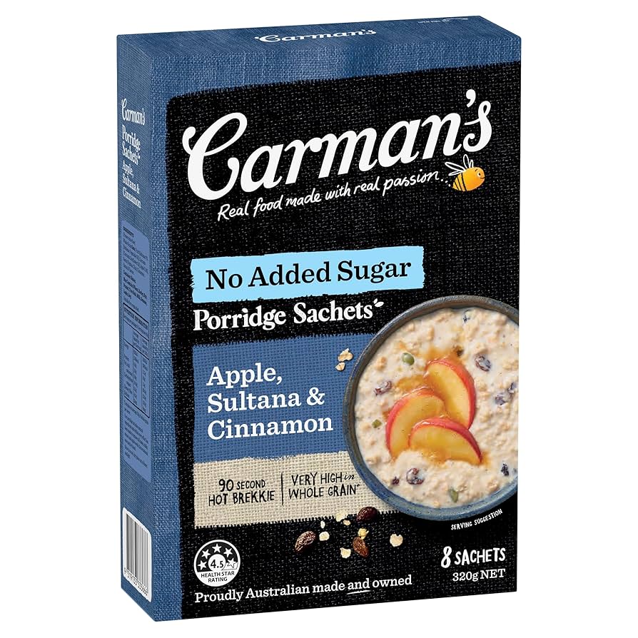 Carman's Porridge Sachets Apple Sultana & Cinnamon 8 Pack 320g
