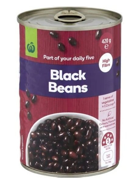 Woolworths Beans Black Beans 420g