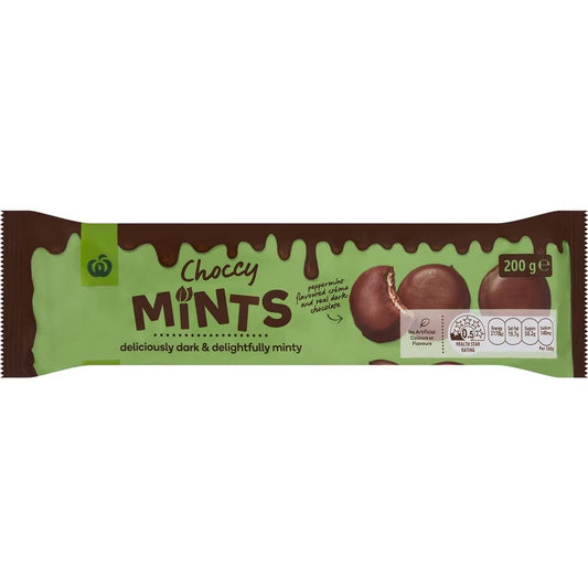 Woolworths Biscuits Choccy Mints 200g