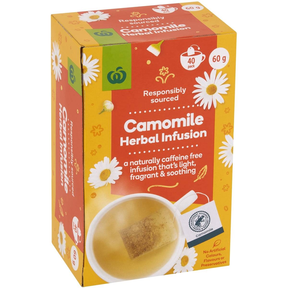 Woolworths Tea Herbal Infusion Camomile (40pk) 60g – Bunnasia