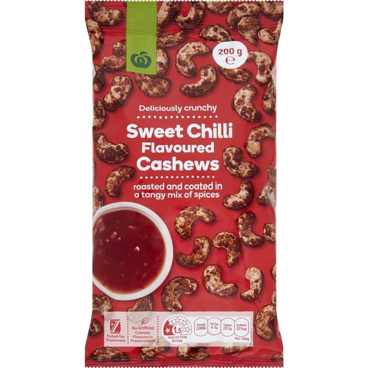 Woolworths Nuts Cashews Sweet Chilli 200g