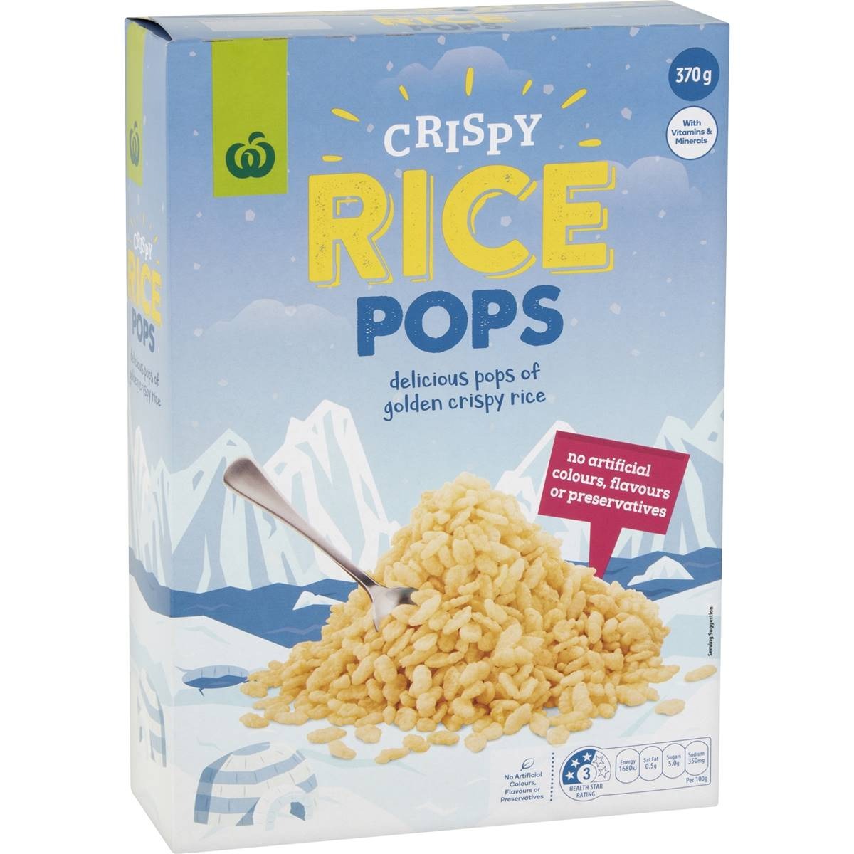 Woolworths Cereal Crispy Rice Pops 370g