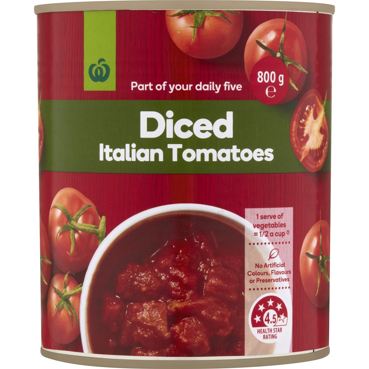 Woolworths Diced Italian Tomatoes 800g