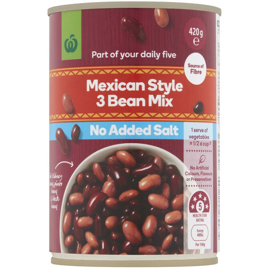 Woolworths Beans Mexican Style 3 Bean Mix 420g