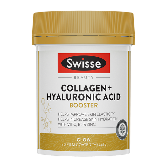 Swisse Beauty Collagen + Hyaluronic Acid Booster Supports Glowing Skin 80 Tablets