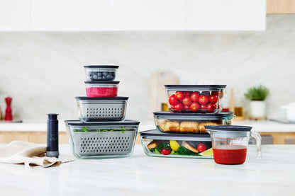 Curtis Stone Glass Container - 1.5L + 2.6L Glass cookware 2-pack with lid