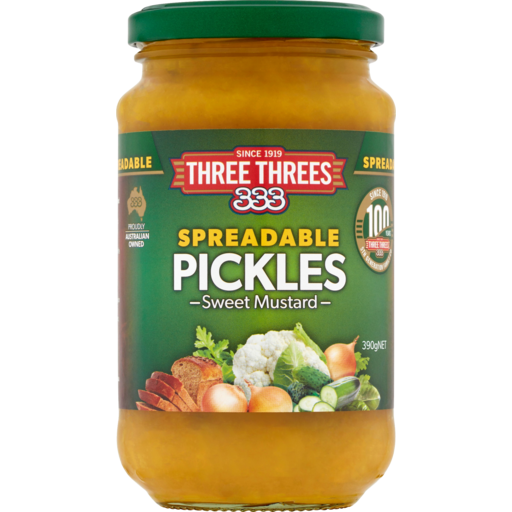 Three Threes Spreadable Sweet Mustard Pickles 390g