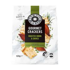 Red Rock Deli Gourmet Crackers Roasted Onion & Chives 130g