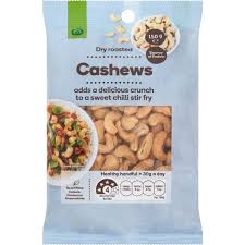 Woolworths Cashews Dry Roasted 150g