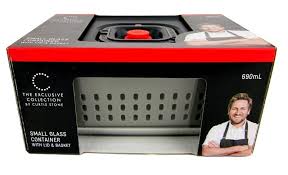 Curtis Stone Glass Container - 690ml Small glass container with basket and lid