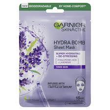 Garnier Skin Active Hydra Bomb Sheet Face Mask Lavender each