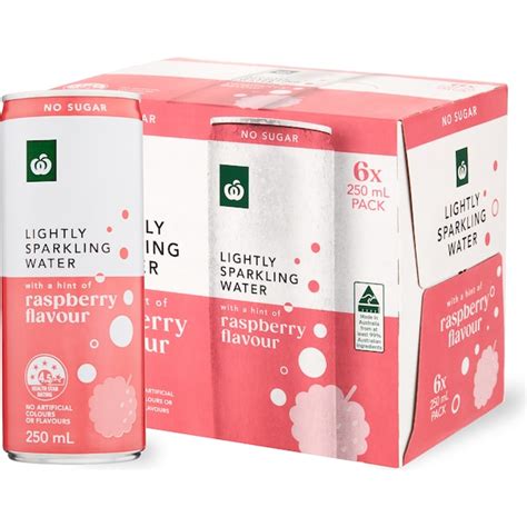 Woolworths Lightly Sparkling Water Cans Raspberry 250mL