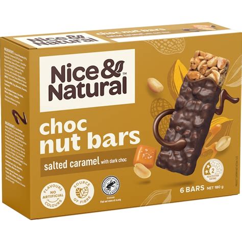 Nice & Natural Nut Bars Salted Caramel With Dark Choc  (6pk) 180g