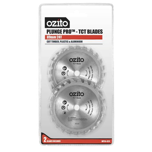 Ozito 89mm TCT Plunge Cutter Blades - 2 Pack