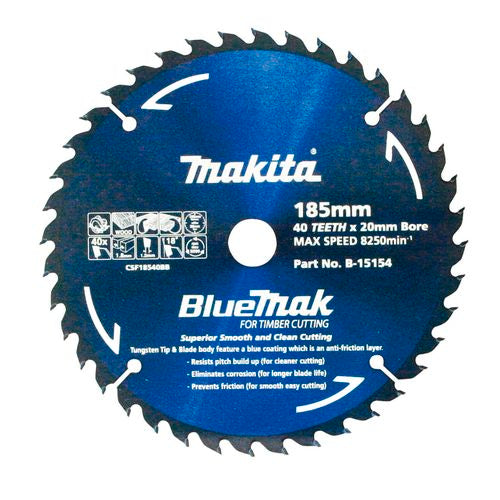 Makita 185mm 40T BlueMak Circular Saw Blade