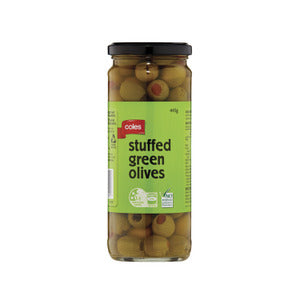 Coles Stuffed Green Olives 445g