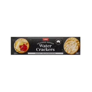 Coles Crackers Water Crackers Cracked Pepper 125g