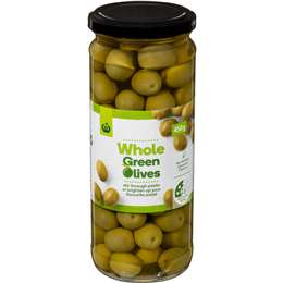 Woolworths Whole Green Olives 450g