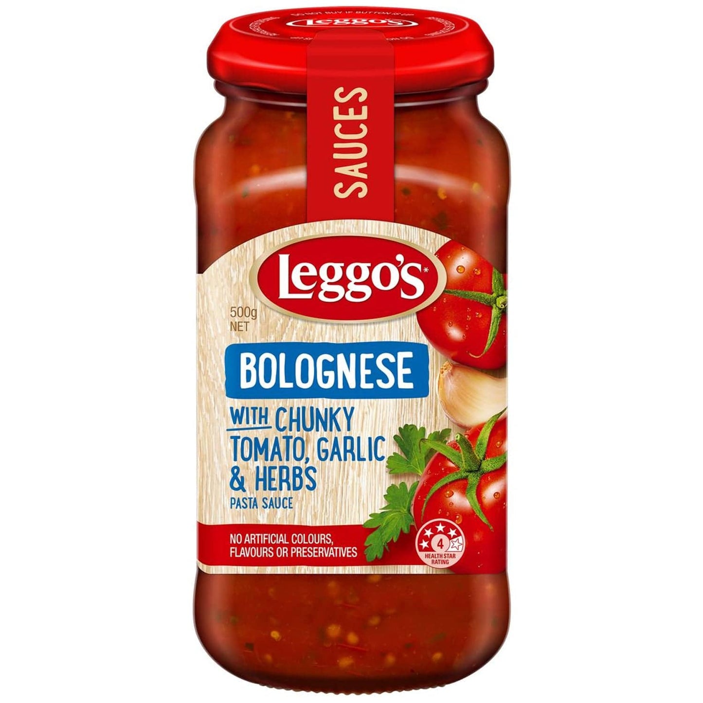Leggo's Pasta Sauce Bolognese Chunky Tomato, Garlic & Herbs 500g