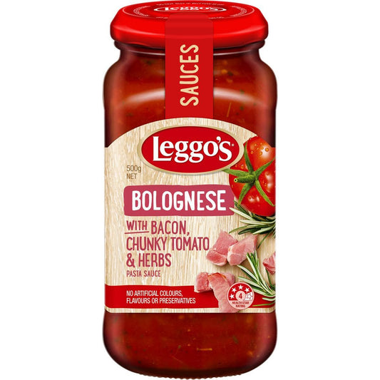 Leggo's Pasta Sauce Bolognese Bacon, Chunky Tomato & Herbs 500g