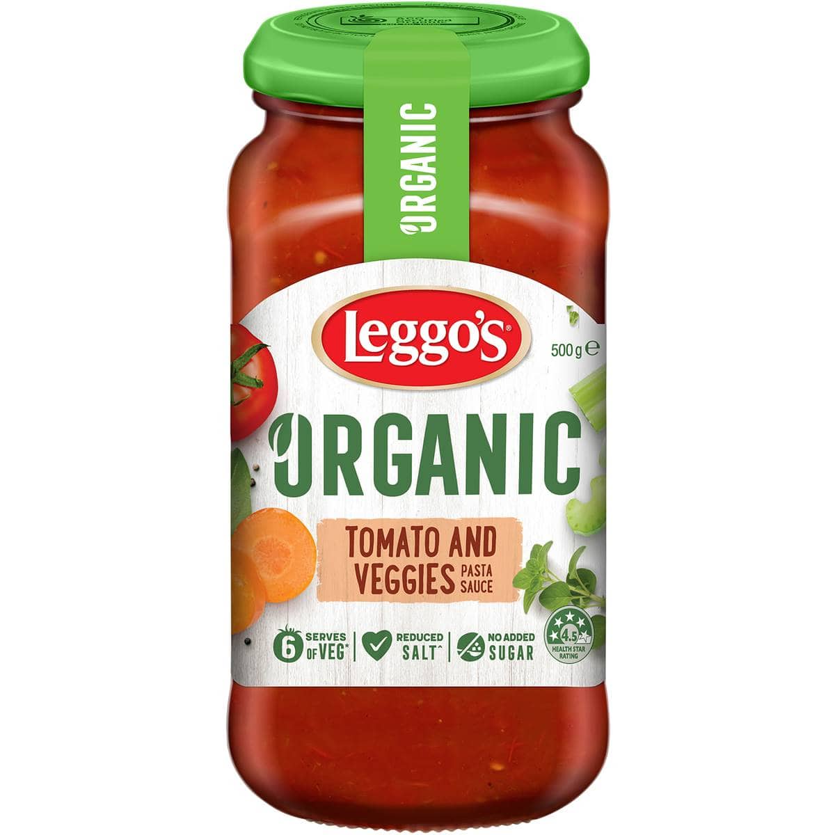 Leggo's Pasta Sauce Organic Tomato & Veggies 500g