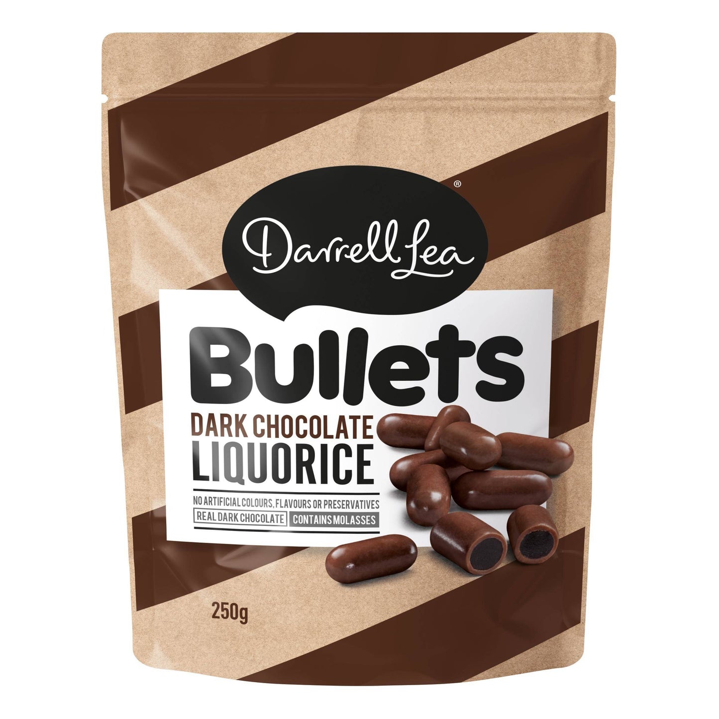 Darrell Lea Bullets Dark Chocolate Liquorice 204g